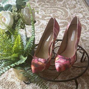 BCBGeneration Pink and Red Floral Heels